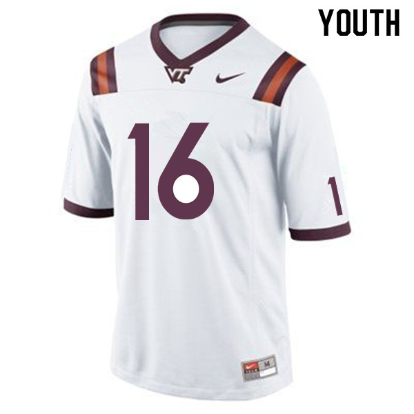 Youth #16 Darryle Simmons Virginia Tech Hokies College Football Jerseys Sale-White - Click Image to Close